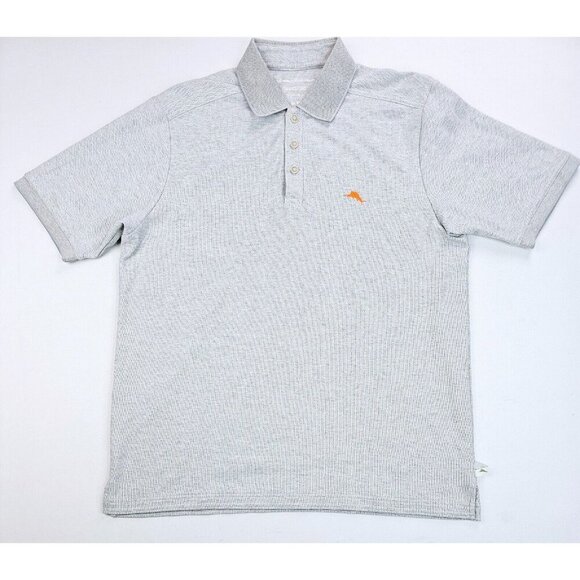 Tommy Bahama Island Zone Size Medium Gray Orange Embroidered Chest Logo Polo - Picture 1 of 11